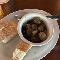 Warm olives with crusty bread Warm olives with crusty bread