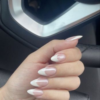 Nailholic Spa - French tip with pearl chrome - Nail Salons Near Me - Sierra Madre, California