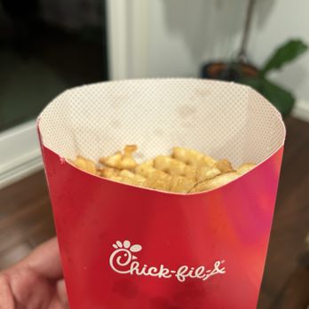 Chick-fil-A - Pic of my large fries.  Go to McDonald's next door for fries. - Fast Food Near Me - Costa Mesa, California