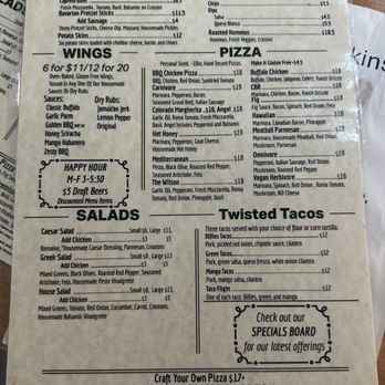 Twisted Pine Brewing Company - Menu as of March 2026 - Breweries Near Me - Boulder, Colorado