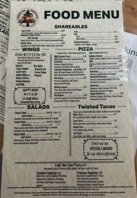 Menu photo 2 Twisted Pine Brewing Company Boulder, CO