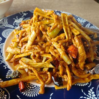 Chef Wang 状元楼 - Bamboo shoots and pork stir fry, a little hot but could maybe use a little more msg. - Szechuan Near Me - Tucson, Arizona