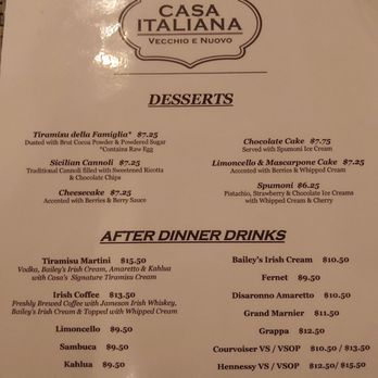 Casa Italiana - Dessert menu - Italian Near Me - Richmond, Virginia Casa Italiana - Dessert menu - Italian Near Me - Richmond, Virginia