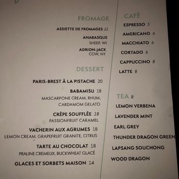 Frenchette - Dessert menu - Brasseries Near Me - New York, New York