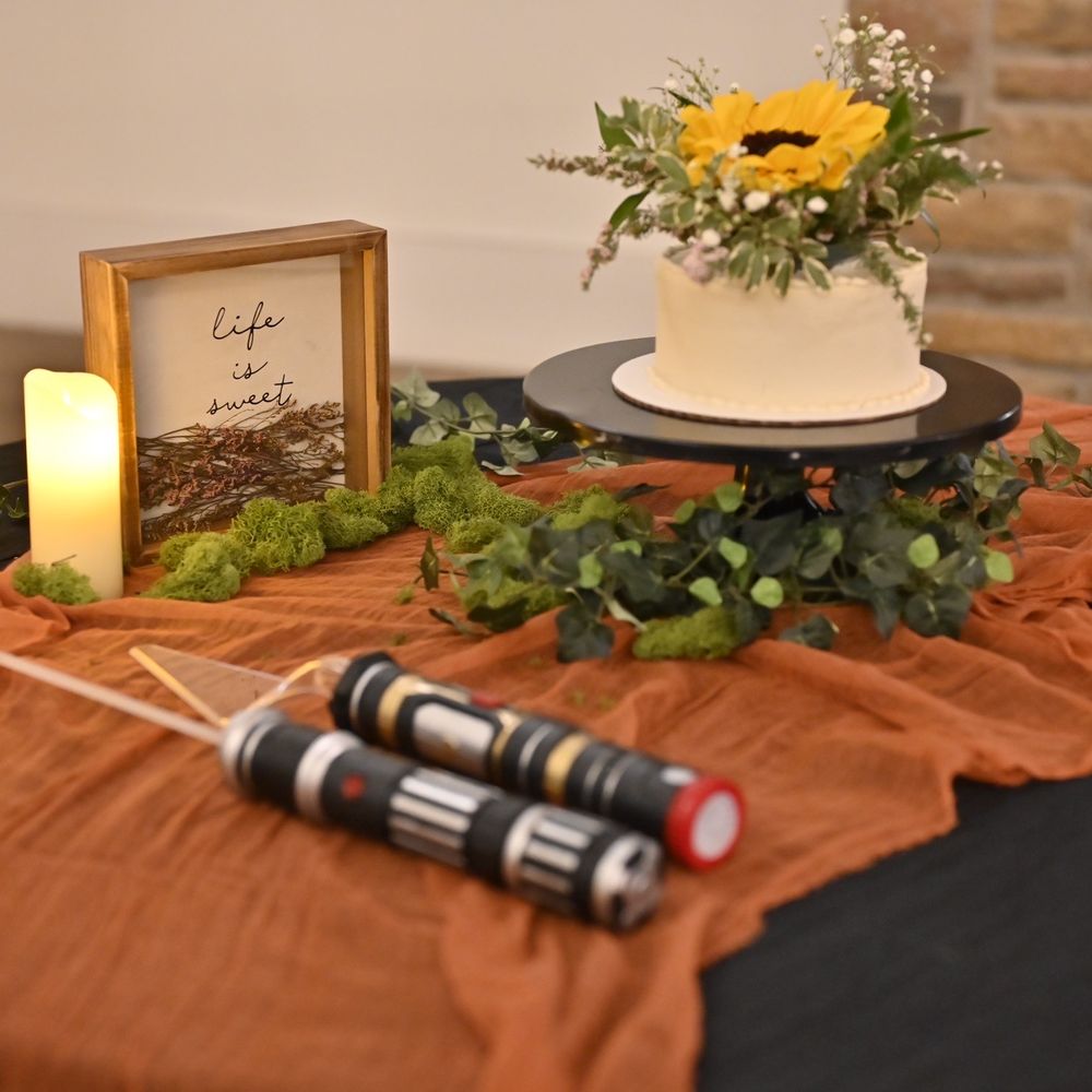 The Corner Market - Our cake topper which was the PERFECT size for our 6" cake. Sunflower, baby's breath and heather - Florists Near Me - Dallas, Texas The Corner Market - Our cake topper which was the PERFECT size for our 6" cake. Sunflower, baby's breath and heather - Florists Near Me - Dallas, Texas