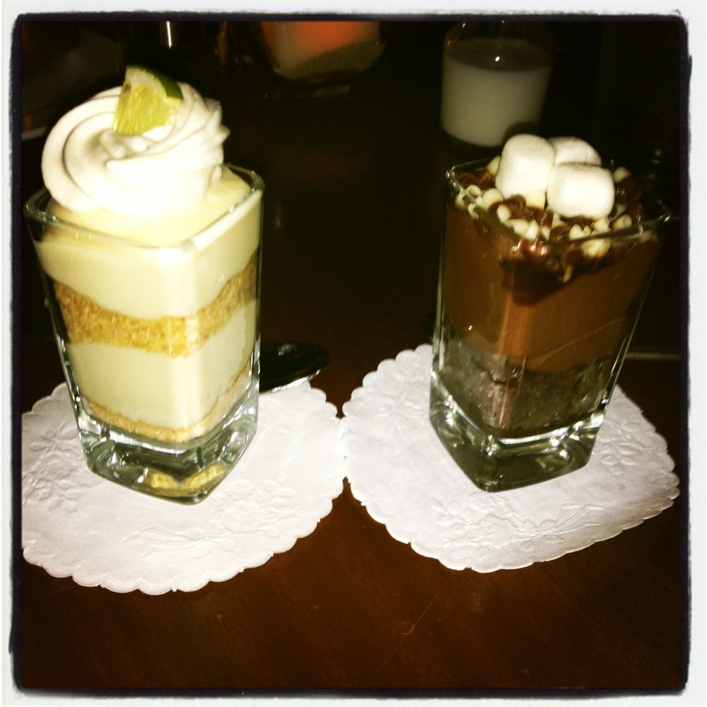 Seasons 52 - Key lime pie and some really chocolate-y one (forgive me, I don't pay attention to chocolate desserts). - New American Near Me - Schaumburg, Illinois Seasons 52 - Key lime pie and some really chocolate-y one (forgive me, I don't pay attention to chocolate desserts). - New American Near Me - Schaumburg, Illinois