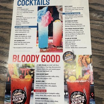 S&B's Burger Joint - Other side of drink menu with cocktails. - Burgers Near Me - Edmond, Oklahoma S&B's Burger Joint - Other side of drink menu with cocktails. - Burgers Near Me - Edmond, Oklahoma