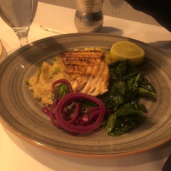 Ottoman Taverna - Grilled salmon with mashed potatoes and spinach - Mediterranean Near Me - Washington, DC, District of Columbia Ottoman Taverna - Grilled salmon with mashed potatoes and spinach - Mediterranean Near Me - Washington, DC, District of Columbia