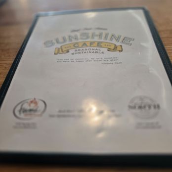 Sunshine Cafe - Menu Cover - Cafes Near Me - Napa, California Sunshine Cafe - Menu Cover - Cafes Near Me - Napa, California