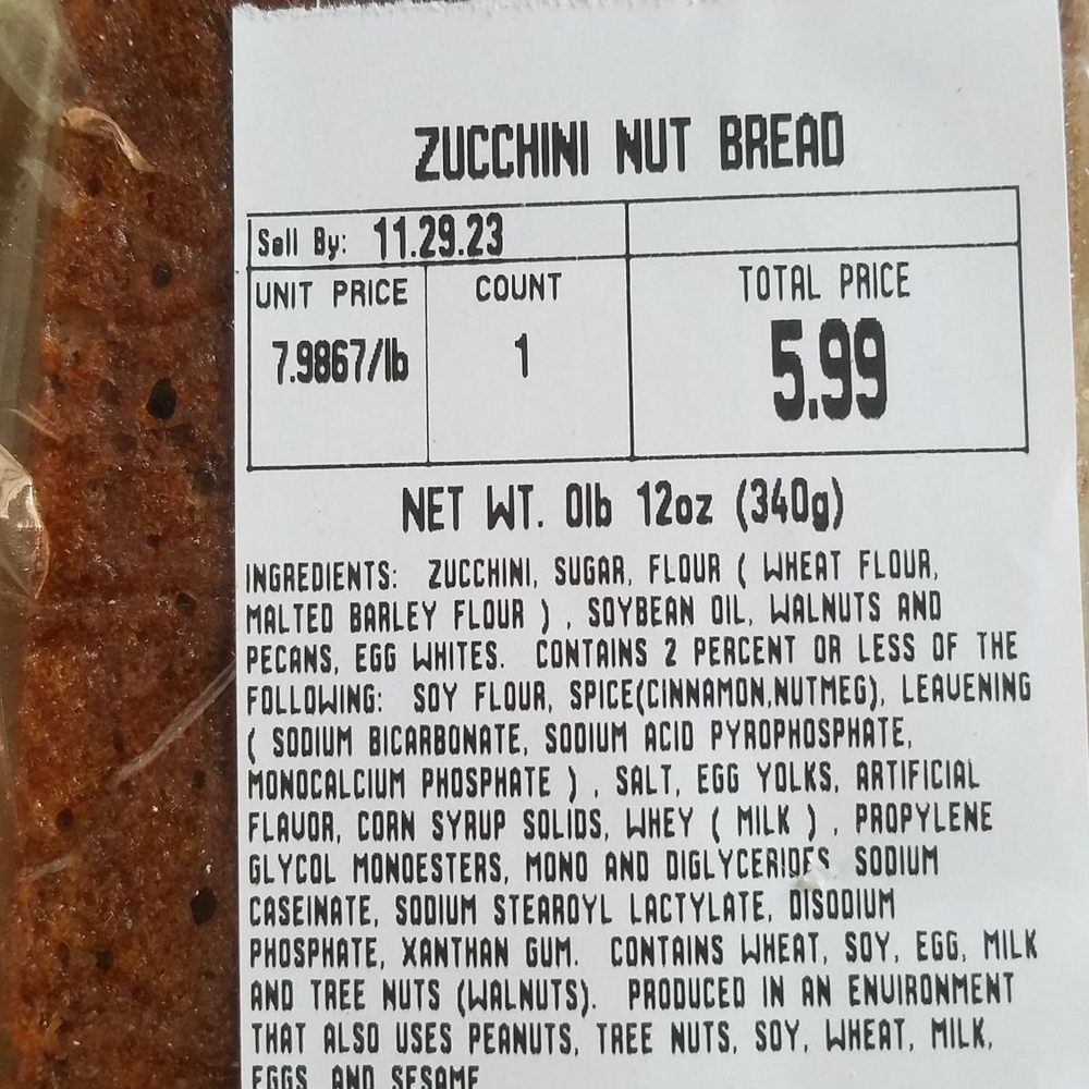 The Fresh Market - Zucchini nut bread - Grocery Near Me - Latham, New York