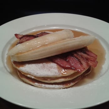 Joe's Garage - Pikelets with bacon, banana and maple syrup. - Coffee & Tea Near Me - Wellington, WGN Joe's Garage - Pikelets with bacon, banana and maple syrup. - Coffee & Tea Near Me - Wellington, WGN