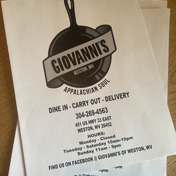 Giovanni's Restaurant - the menu for the restaurant - New American Near Me - Weston, West Virginia Giovanni's Restaurant - the menu for the restaurant - New American Near Me - Weston, West Virginia