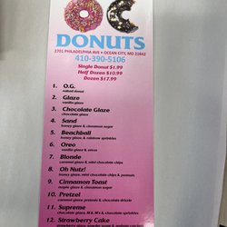 Donuts menu