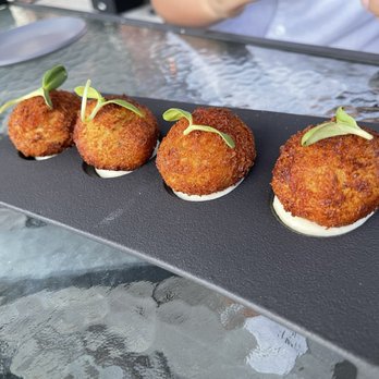 The Old Jailhouse - Goat-cheese stuffed potato croquettes with truffle aioli -- stand-out of the meal! - New American Near Me - Sanford, Florida The Old Jailhouse - Goat-cheese stuffed potato croquettes with truffle aioli -- stand-out of the meal! - New American Near Me - Sanford, Florida