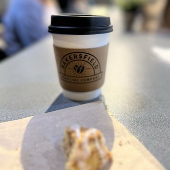 Bakersfield Roasting Company - Hoy White chocolate mocha and whats left of the cinnamon scone - Coffee & Tea Near Me - Bakersfield, California
