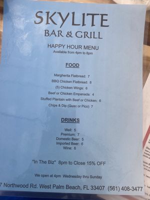Menu photo 1 Skylite Bar & Grill West Palm Beach, FL