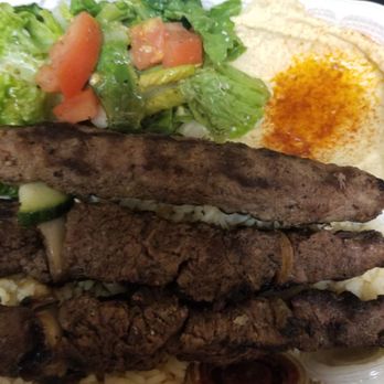 Kokos Mediterranean Cafe - Kafta plate comes with rice , salad,  hummus, little tahini sauce and pita bread...It's a Perfect delicious and yummy meal! - Greek Near Me - Pasadena, California