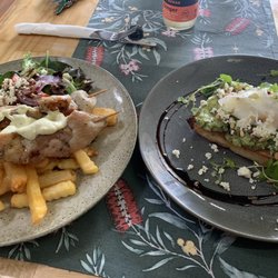 Hedge Espresso - Souvlaki, and avocado on toast.