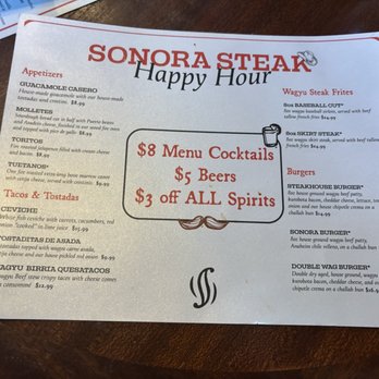 Sonora Steak - Happy hour menu - Steakhouses Near Me - Maple Valley, Washington Sonora Steak - Happy hour menu - Steakhouses Near Me - Maple Valley, Washington