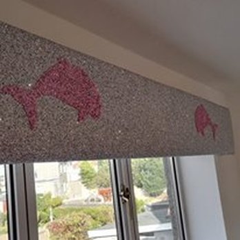 Glitter Pelmets Glasgow - silver glitter pelmet with pink dolphins - Home Decor Near Me - Lanarkshire, GLG Glitter Pelmets Glasgow - silver glitter pelmet with pink dolphins - Home Decor Near Me - Lanarkshire, GLG
