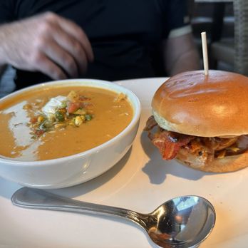 Firebirds Wood Fired Grill - Chicken sandwich with lobster bisque - Steakhouses Near Me - Lees Summit, Missouri