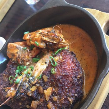 Kingfish Kitchen & Cocktails - Louisiana BBQ Shrimp and Grit Cake - outstanding!! - Cajun/Creole Near Me - New Orleans, Louisiana
