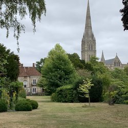 Arundells - View from the garden area. His house on the left, and Salisbury Cathedral on the right.