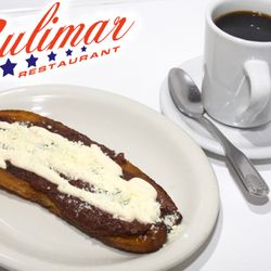 Zulimar Restaurant - Fried ripe plantain with beans, cheese and sour cream