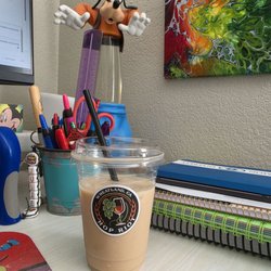 Iced latte with one pump coconut and one pump macadamia nut