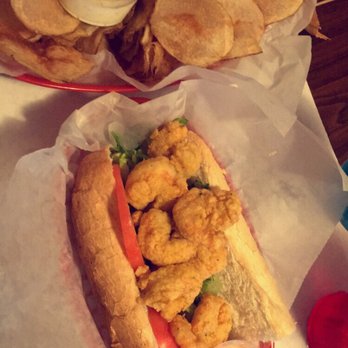 The Flying Harpoon 2 - Delicious shrimp po boy and house made chips! - Seafood Near Me - Orange Beach, Alabama