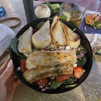 Down the Hatch Maui - Spinach Summer Salad with the Local Catch - Seafood Near Me - Lahaina, Hawaii