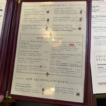 Buddha Bar - Menu with non alcoholic options - Cocktail Bars Near Me - Galway, G