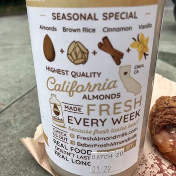 Beber Almondmilk - a bottle of almondmilk - Farmers Market Near Me - Oakland, California