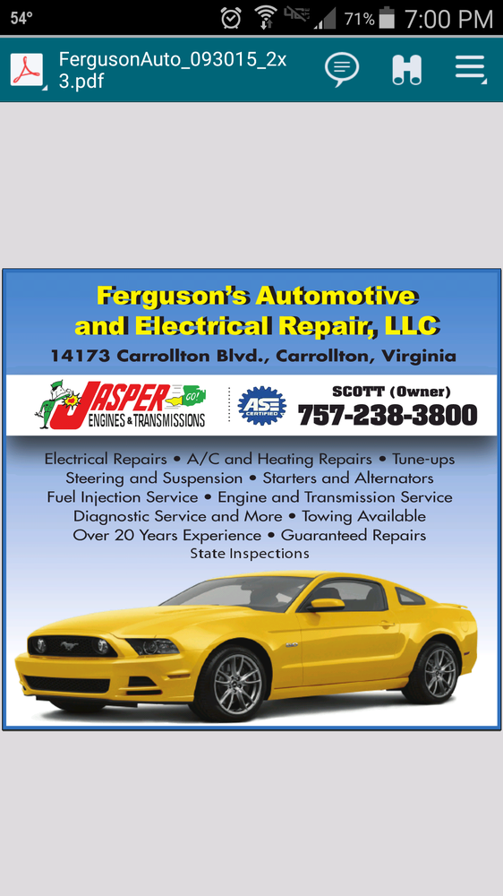 FERGUSON’S AUTOMOTIVE AND ELECTRICAL REPAIR Updated August 2024