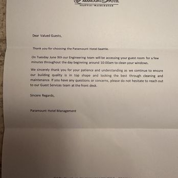 The Paramount Hotel - They want access to my room during my stay for this? No, wait until I'm checked out. - Hotels Near Me - Seattle, Washington
