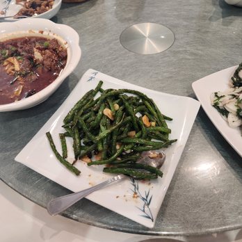 Fiery Shanghai - water boiled beef, string beans, stir-fried rice cakes w/ shepherd's purse - Shanghainese Near Me - Pleasanton, California Fiery Shanghai - water boiled beef, string beans, stir-fried rice cakes w/ shepherd's purse - Shanghainese Near Me - Pleasanton, California