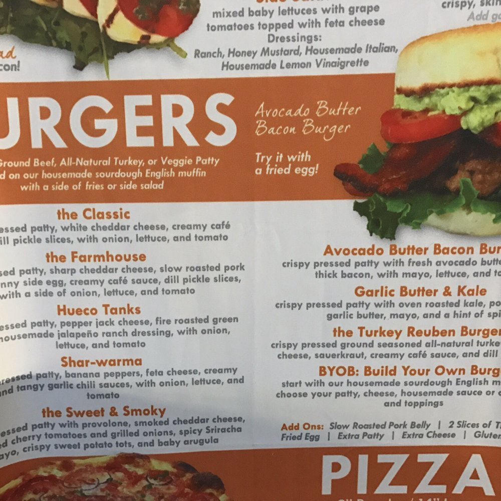 5 Ate Cafe - Burger menu. I recommend the FarmHouse. It's $14.07 after tax. - Pizza Near Me - Spring, Texas