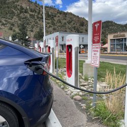 Tesla Supercharger - One of the nicest and cleanest supercharges out there. Squeegees available. Nice Main Street full of restaurants and shops.