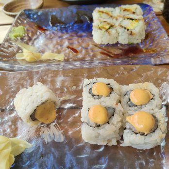 Ozumo - Spicy scallop roll and shrimp tempura roll- classic - Izakaya Near Me - San Jose, California Ozumo - Spicy scallop roll and shrimp tempura roll- classic - Izakaya Near Me - San Jose, California