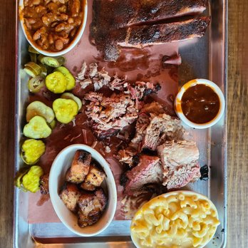 OAK'D BBQ - 4 meat platter that I forgot to take a picture of before I started eating lol - Barbeque Near Me - Dallas, Texas OAK'D BBQ - 4 meat platter that I forgot to take a picture of before I started eating lol - Barbeque Near Me - Dallas, Texas