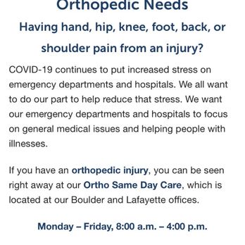 BoulderCentre for Orthopedics - Website - Sports Medicine Near Me - Lafayette, Colorado
