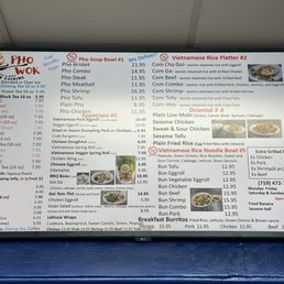 Pho Wok's full menu (and current prices, as of October 8th, 2024).