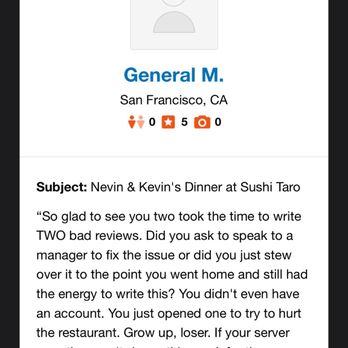 Sushi Taro - Reply from a person claiming to be from Sushi Taro - Sushi Bars Near Me - Washington, DC, District of Columbia