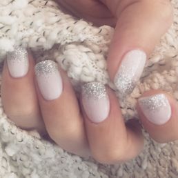 SNS nails with glitter ombré