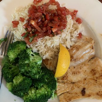Caroline's - Blackened mahi mahi with broccoli and rice - American Near Me - Key West, Florida Caroline's - Blackened mahi mahi with broccoli and rice - American Near Me - Key West, Florida