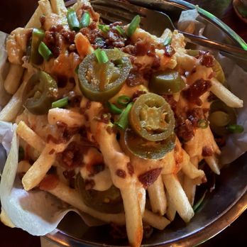 Whiskey Flats Tavern - Cheesy fries, with jalapeños and bacon - Whiskey Bars Near Me - Cascade Locks, Oregon Whiskey Flats Tavern - Cheesy fries, with jalapeños and bacon - Whiskey Bars Near Me - Cascade Locks, Oregon