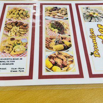 Drunken Oyster - Front Side of the Menu - Seafood Near Me - Spring, Texas