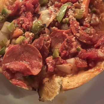 Lou Malnati's Pizzeria - Personal Deep Dish Pepperoni with sausage, green peppers, onion, and hot giardiniera - Pizza Near Me - Midway, Illinois Lou Malnati's Pizzeria - Personal Deep Dish Pepperoni with sausage, green peppers, onion, and hot giardiniera - Pizza Near Me - Midway, Illinois