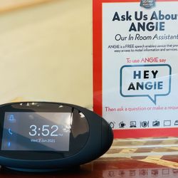 Sleep Woodstock Motel - "Hey Angie" -- In Room Assitant. Set wake up alarm, answers motel policy questions and local info as well.