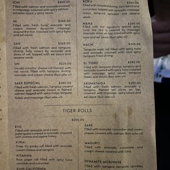 akuma tiger - Menu - Sushi Bars Near Me - Tulum, ROO
